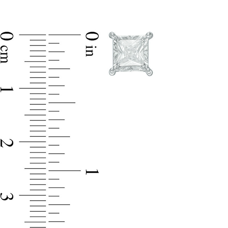 Main Image 2 of 1 CT. T.W. Princess-Cut Diamond Stud Earrings in 10K White Gold