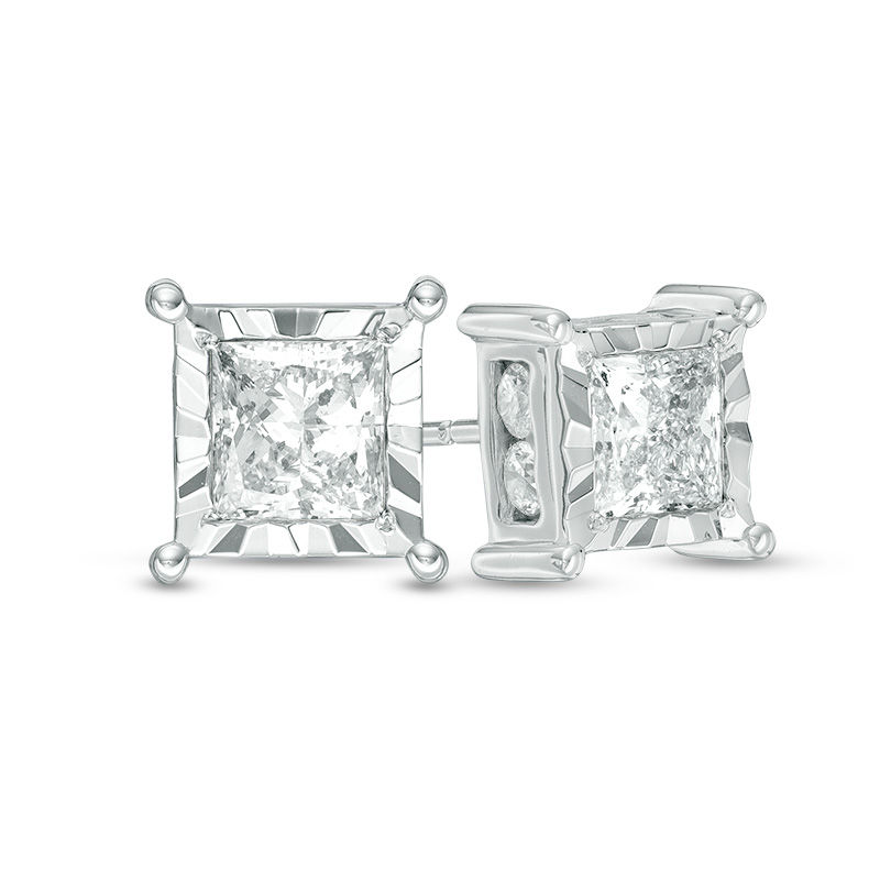 2 CT. T.W. Princess-Cut Diamond Stud Earrings in 10K White Gold