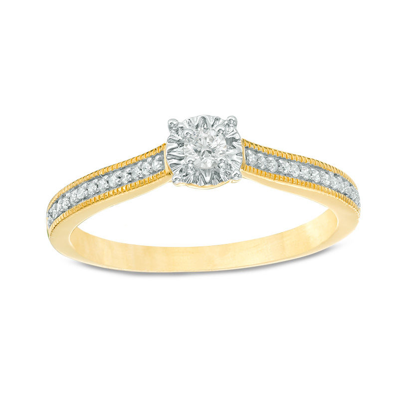Main Image 1 of 1/6 CT. T.W. Diamond Vintage-Style Promise Ring in 10K Gold