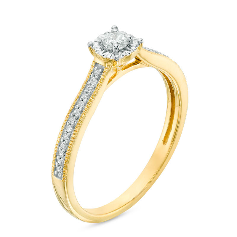 1/6 CT. T.W. Diamond Vintage-Style Promise Ring in 10K Gold | Zales