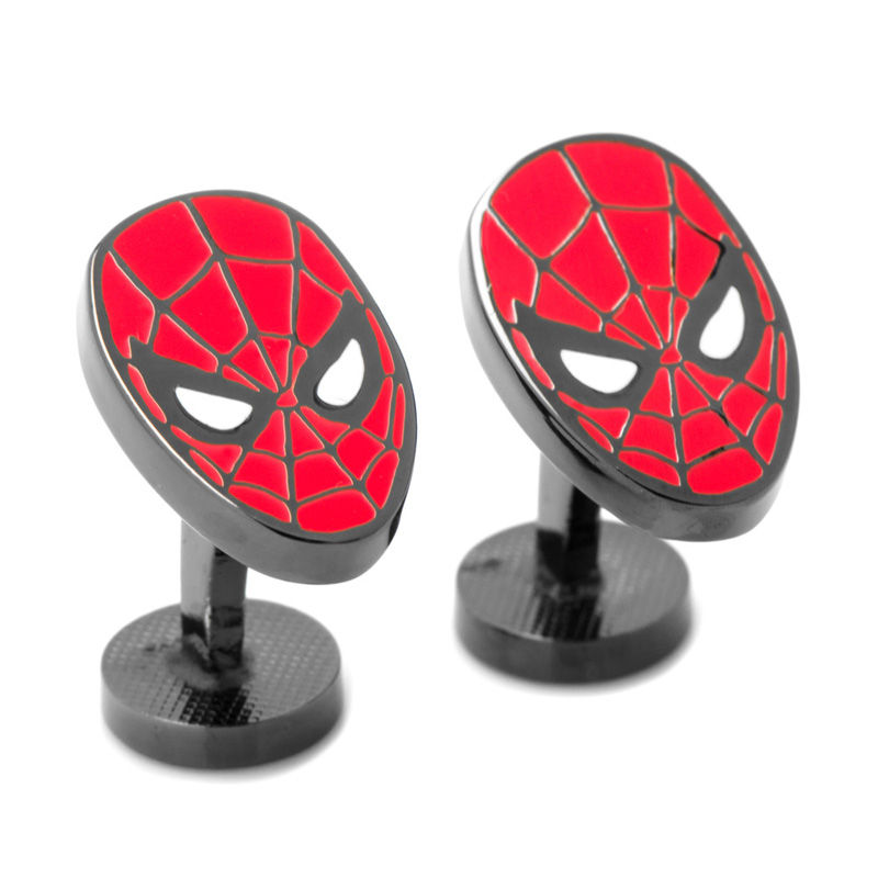 Main Image 1 of ©MARVEL Spider-Man Enamel Cuff Links in Grey Rhodium Brass