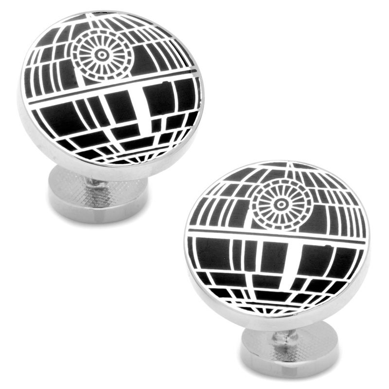 Main Image 1 of STAR WARS Death Star Enamel Cuff Links in White Rhodium Brass