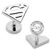 Thumbnail Image 2 of DC Comics Superman Shield Silver Enamel Cuff Links in White Rhodium Brass