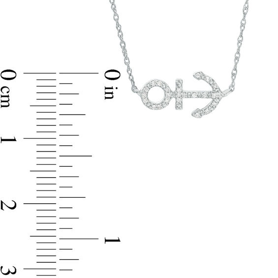 1/20 CT. T.w. Diamond Sideways Anchor Necklace in Sterling Silver - 17.5"