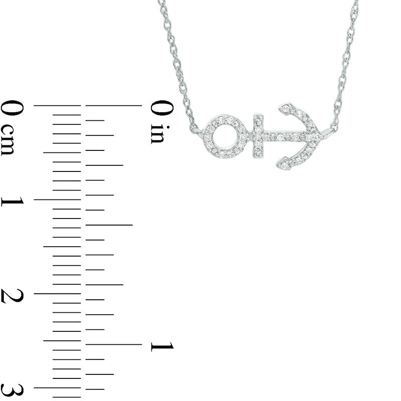 1/20 CT. T.W. Diamond Sideways Anchor Necklace in Sterling Silver - 17.5"