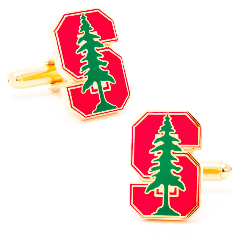 Main Image 1 of NCAA Stanford University Logo Enamel Cuff Links in Yellow Rhodium Brass
