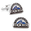 Men's MLB Colorado Rockies Logo Enamel Cuff Links in White Rhodium Brass