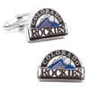 Thumbnail Image 1 of Men's MLB Colorado Rockies Logo Enamel Cuff Links in White Rhodium Brass