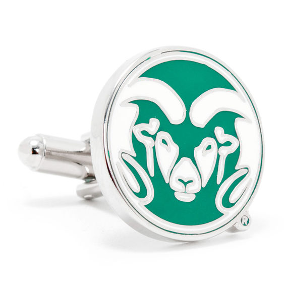 Ncaa Colorado State University Logo Enamel Cuff Links in White Rhodium Brass