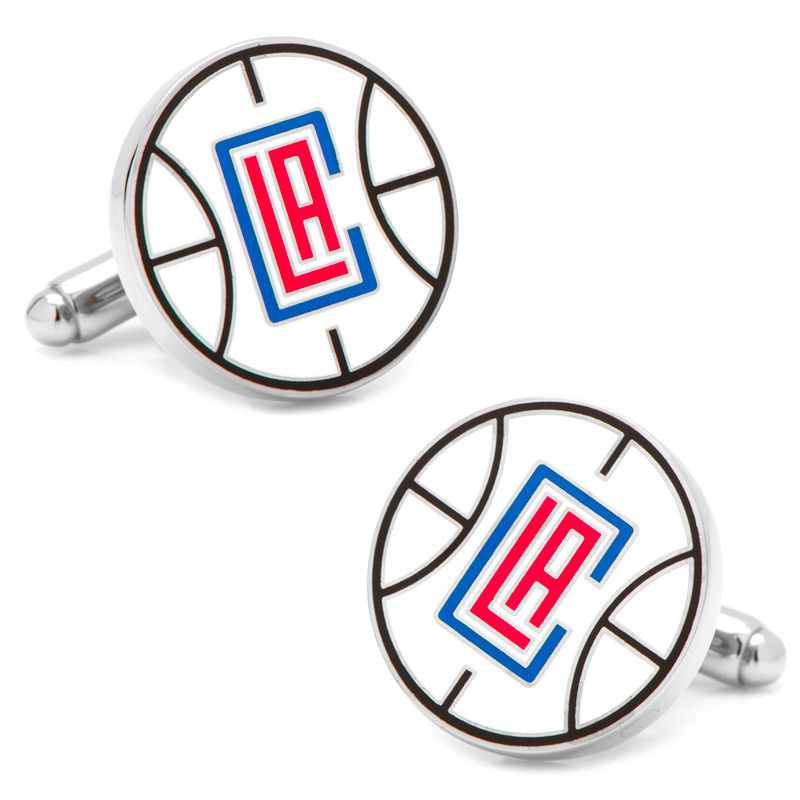 Main Image 1 of NBA Los Angeles Clippers Logo Enamel Cuff Links in White Rhodium Brass