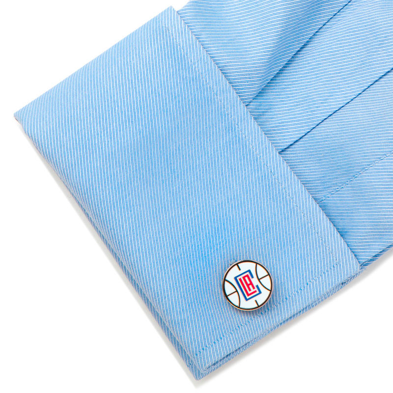 Main Image 3 of NBA Los Angeles Clippers Logo Enamel Cuff Links in White Rhodium Brass