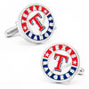 Thumbnail Image 1 of MLB Texas Rangers Logo Enamel Cuff Links in White Rhodium Brass