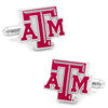 Thumbnail Image 1 of NCAA Texas A&M University Logo Enamel Cuff Links in White Rhodium Brass
