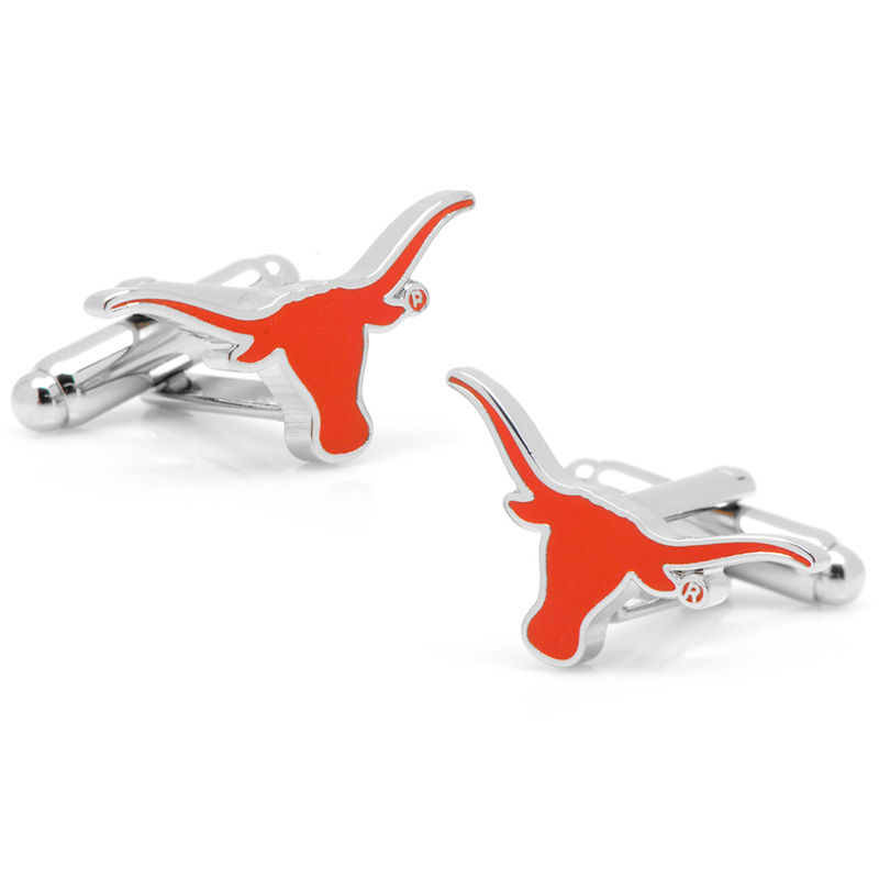 Main Image 1 of Men's NCAA University of Texas Longhorn Enamel Cuff Links in White Rhodium Brass