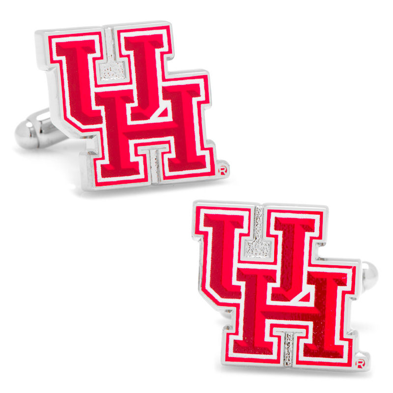 Main Image 1 of Men's NCAA University of Houston Logo Enamel Cuff Links in White Rhodium Brass