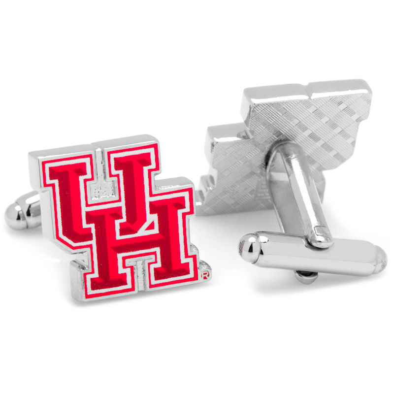 Main Image 2 of Men's NCAA University of Houston Logo Enamel Cuff Links in White Rhodium Brass