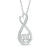 Thumbnail Image 1 of 5.0mm Lab-Created White Sapphire and Diamond Accent Heart-Shaped Infinity Pendant in Sterling Silver