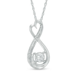 5.0mm Lab-Created White Sapphire and Diamond Accent Heart-Shaped Infinity Pendant in Sterling Silver
