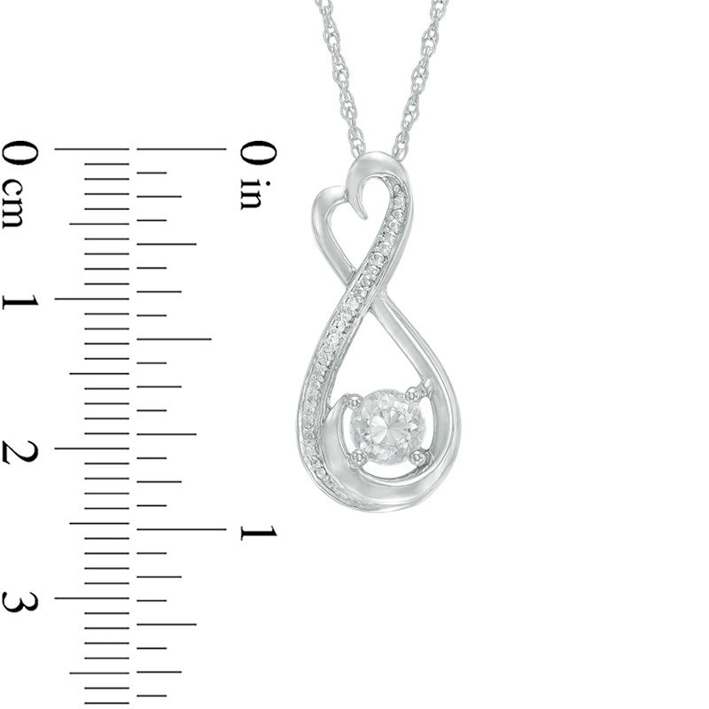 Main Image 2 of 5.0mm Lab-Created White Sapphire and Diamond Accent Heart-Shaped Infinity Pendant in Sterling Silver