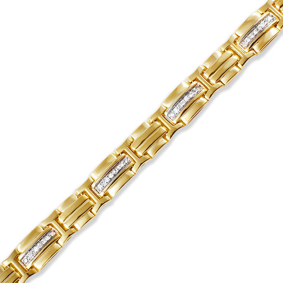 Men's 3/8 CT. T.W. Diamond Link Bracelet in 10K Gold 8.25" Zales