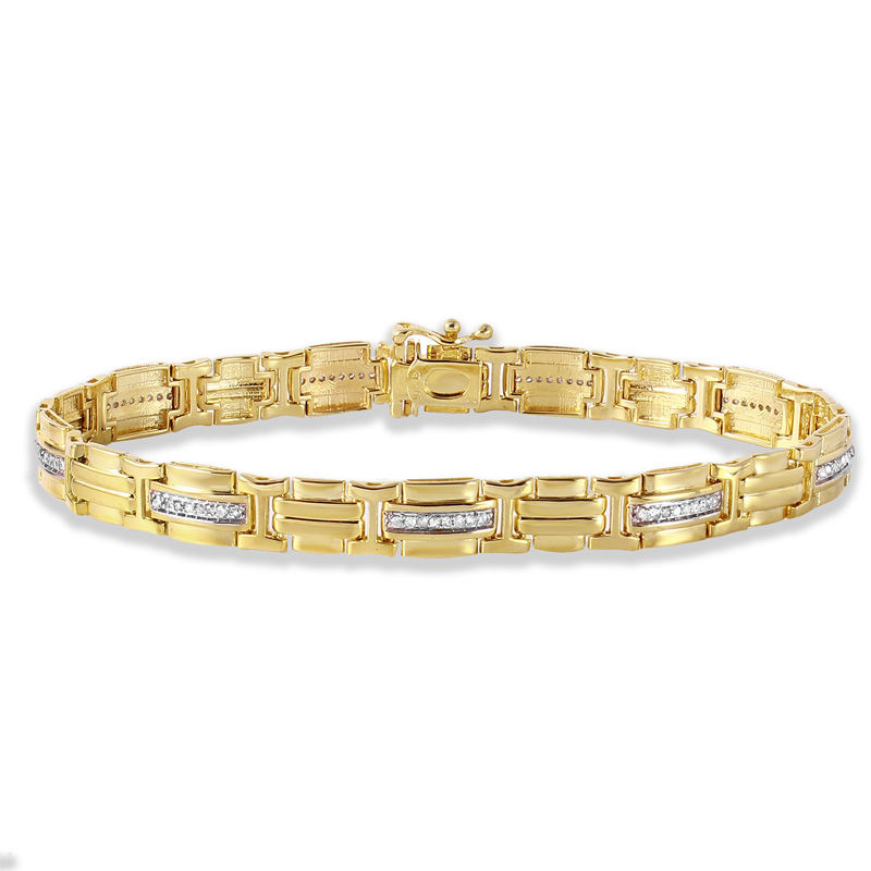 Main Image 2 of 3/8 CT. T.W. Diamond Link Bracelet in 10K Gold - 8.25"