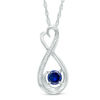 Thumbnail Image 0 of 5.0mm Lab-Created Blue Sapphire and Diamond Accent Heart-Shaped Infinity Pendant in Sterling Silver