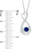 Thumbnail Image 1 of 5.0mm Lab-Created Blue Sapphire and Diamond Accent Heart-Shaped Infinity Pendant in Sterling Silver