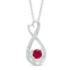 Thumbnail Image 0 of 5.0mm Lab-Created Ruby and Diamond Accent Heart-Shaped Infinity Pendant in Sterling Silver