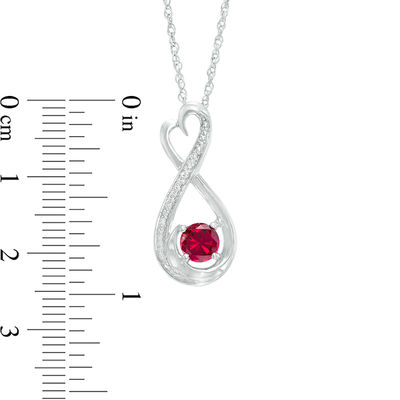 5.0mm Lab-Created Ruby and Diamond Accent Heart-Shaped Infinity Pendant in Sterling Silver