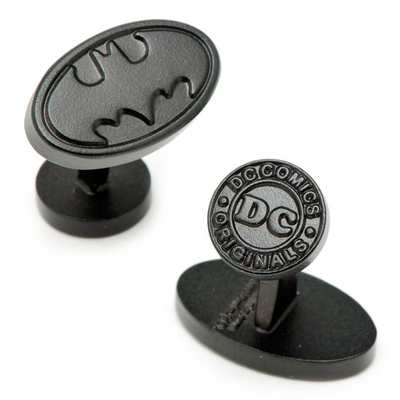 DC Comics Batman Logo Satin Cuff Links in Black Rhodium Brass