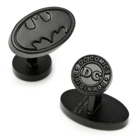DC Comics Batman Logo Satin Cuff Links in Black Rhodium Brass