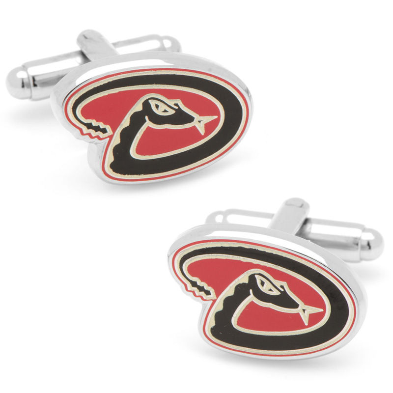 Main Image 1 of MLB Arizona Diamondbacks Logo Enamel Cuff Links in White Rhodium Brass
