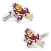 Thumbnail Image 1 of NCAA Arizona State University Mascot Enamel Cuff Links in White Rhodium Brass