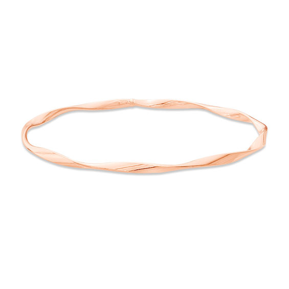 3.0mm Twisted Slip-On Bangle in 10K Rose Gold - 7.5"