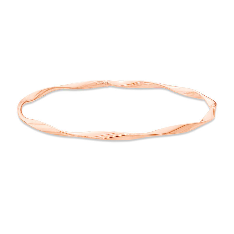 Main Image 1 of 3.0mm Twisted Slip-On Bangle in 10K Rose Gold - 7.5"