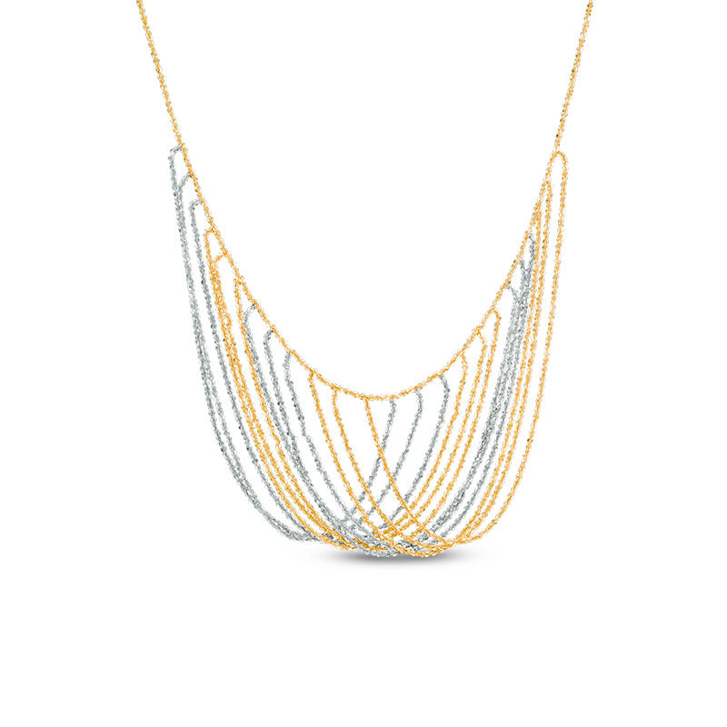 Main Image 1 of Diamond-Cut Multi-Strand Bib Necklace in 10K Two-Tone Gold