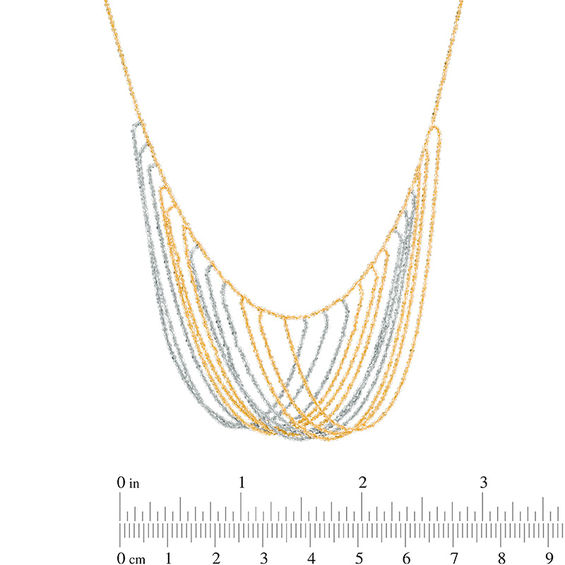 Diamond-Cut Multi-Strand Bib Necklace in 10K Two-Tone Gold