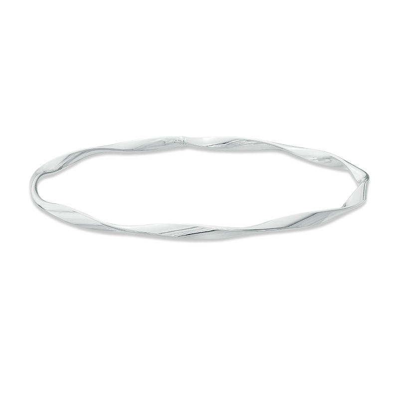 Main Image 1 of 3.0mm Twisted Slip-On Bangle in 10K White Gold - 7.5"