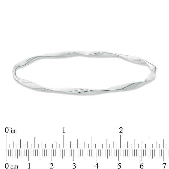 3.0mm Twisted Slip-On Bangle in 10K White Gold - 7.5"