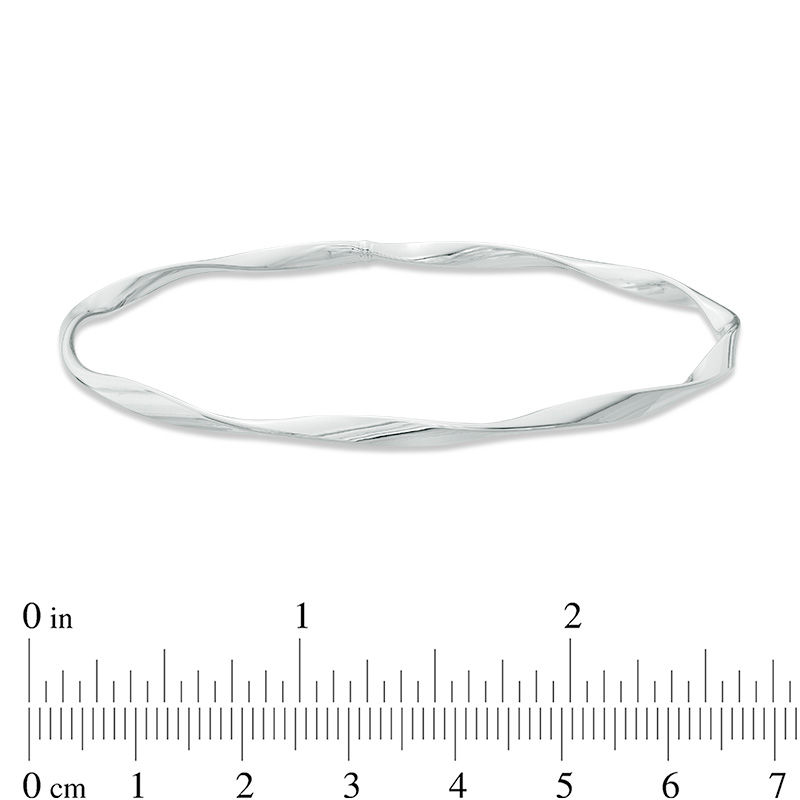 Main Image 2 of 3.0mm Twisted Slip-On Bangle in 10K White Gold - 7.5"