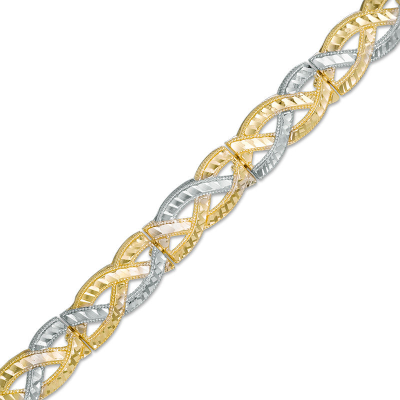 Main Image 1 of Diamond-Cut Loose Braid Bracelet in 10K Two-Tone Gold