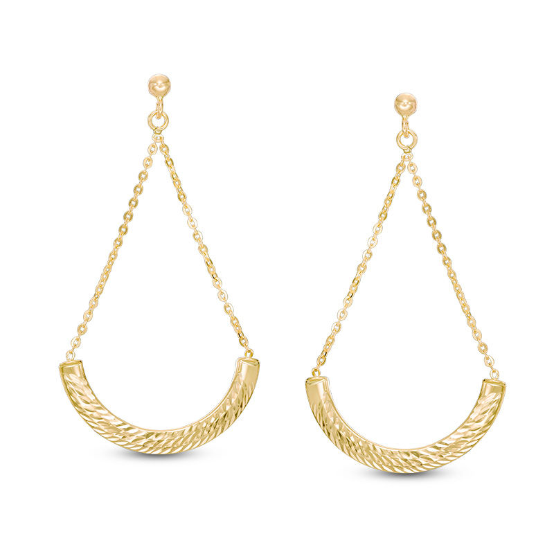 Main Image 1 of Diamond-Cut Pendulum Drop Earrings in 10K Gold