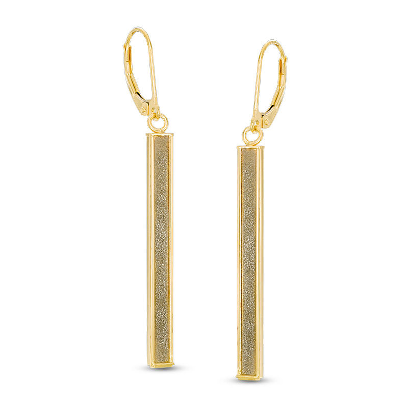 Main Image 1 of Glitter Enamel Bar Drop Earrings in 10K Gold