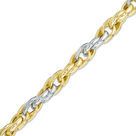 Ladies' 8.4mm Interlocking Link Bracelet in 10K Gold - 7.25"