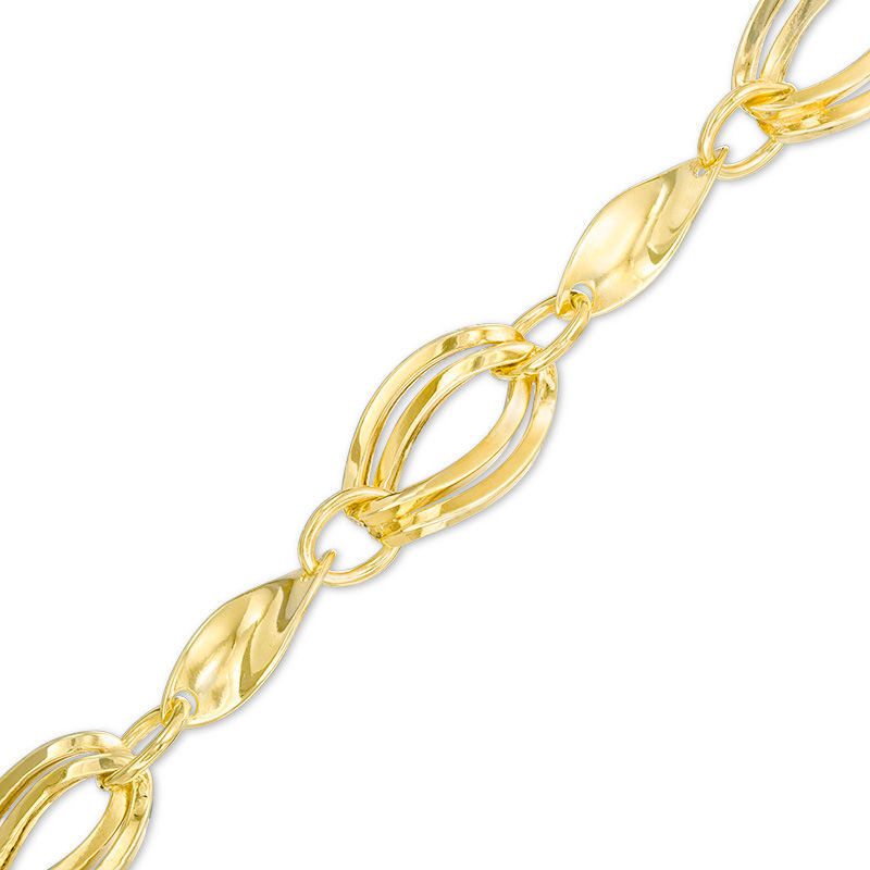 Main Image 1 of Double Oval and Twisted Marquise Bracelet in 10K Gold - 7.5"