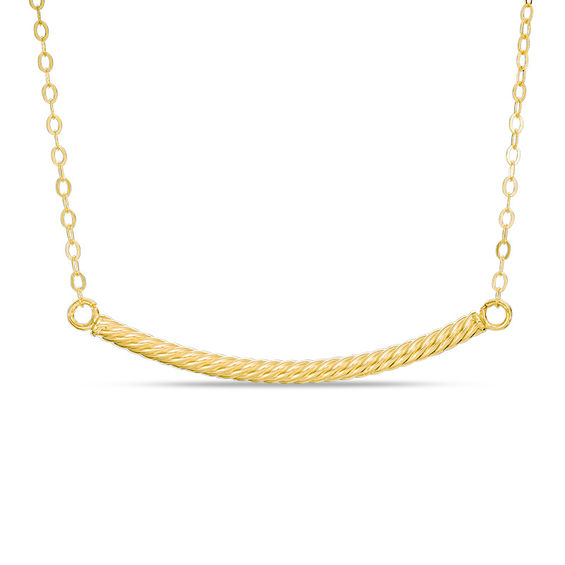Curved Rope Bar Necklace in 10K Gold