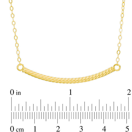 Curved Rope Bar Necklace in 10K Gold