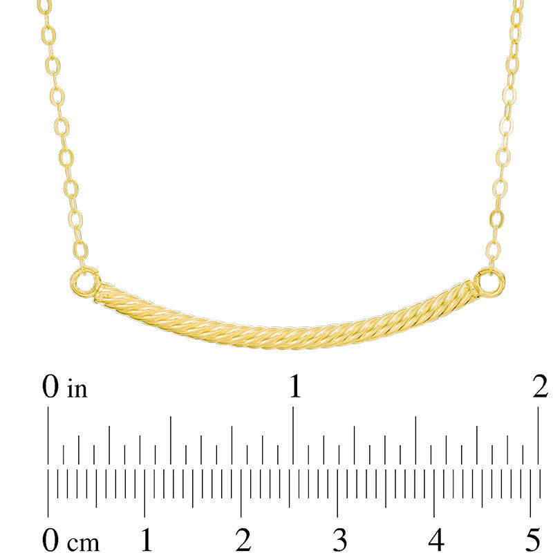 Main Image 2 of Curved Rope Bar Necklace in 10K Gold