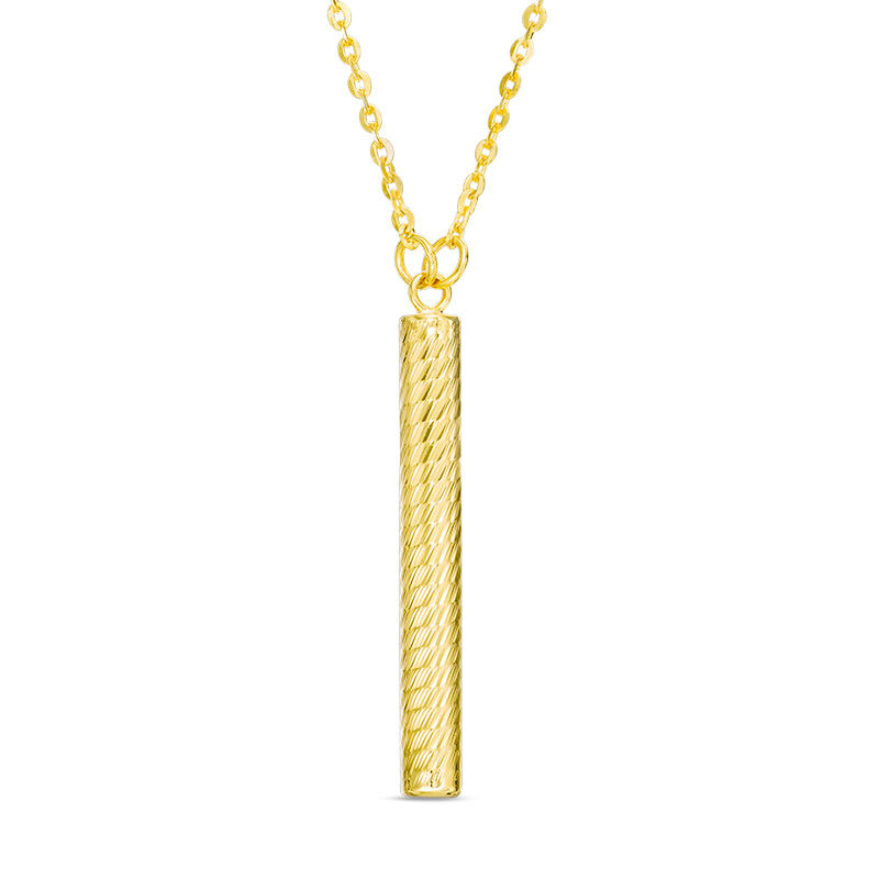 Main Image 1 of Textured Linear Bar Necklace in 10K Gold