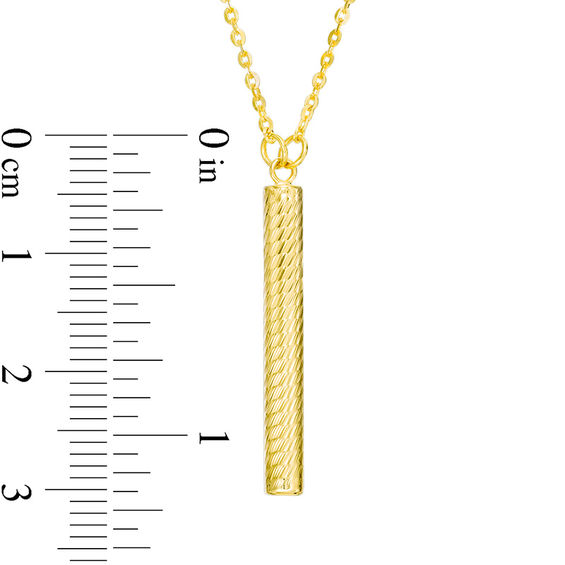 Textured Linear Bar Necklace in 10K Gold